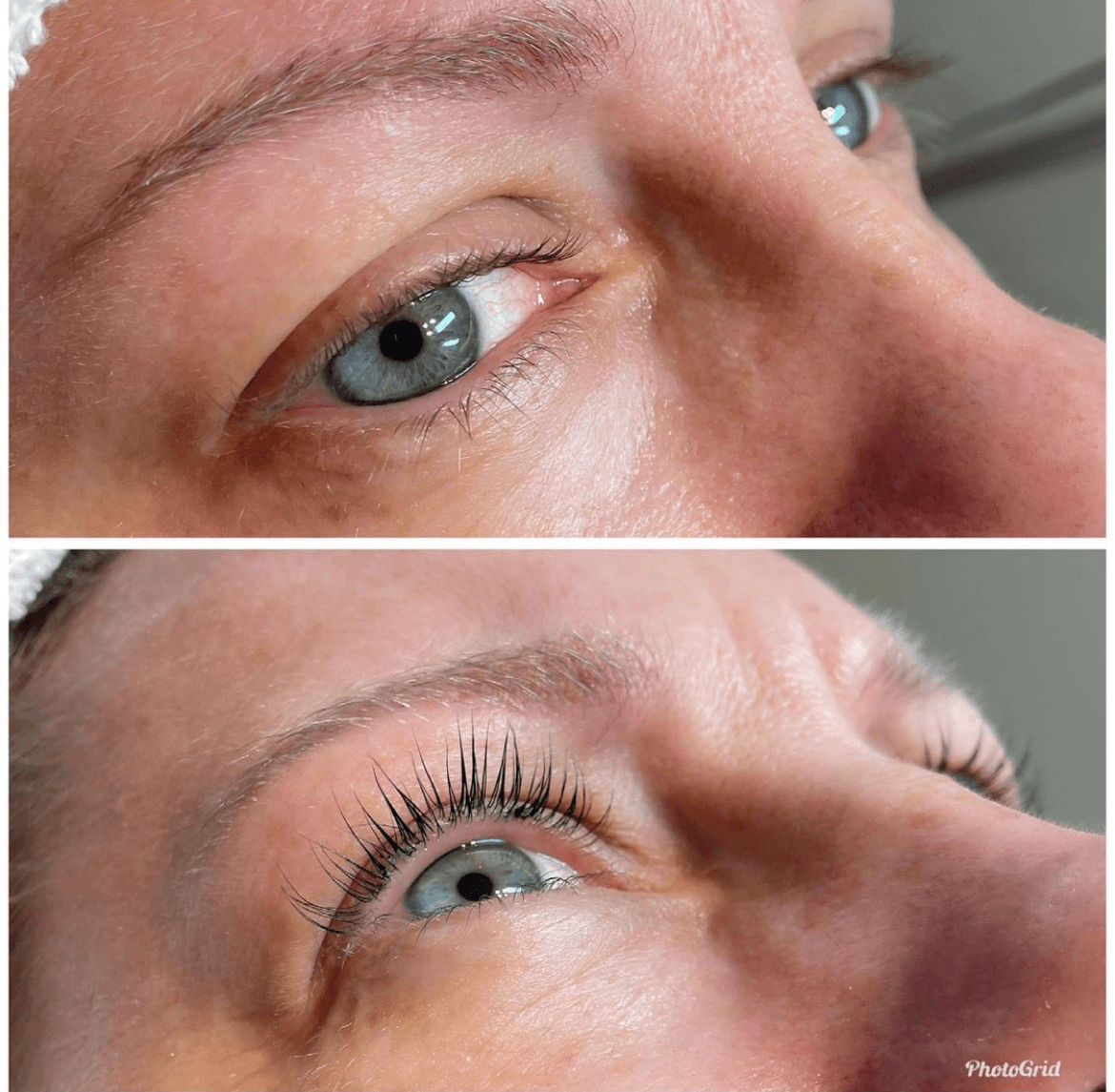 Före och efter en lash lift